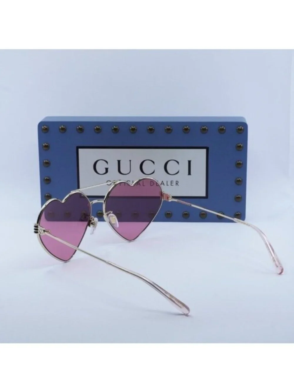 Gucci GG1283S 002 Geometric Sunglasses - Gold\Cyclamen